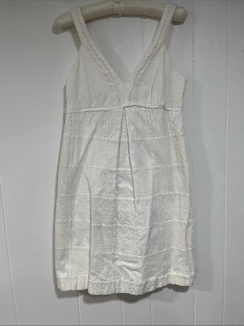 Lilly Pulitzer White Eyelet V-Neck Patchwork Slip Dress 6